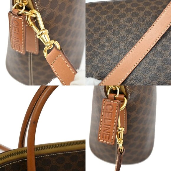 CELINE Macadam Pattern 2Way Shoulder Bag PVC Leather Brown Italy GHW 31TA030 - Picture 10 of 16